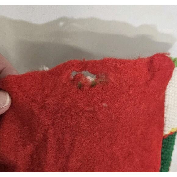 Lot Of 2 Vintage Handmade Needlepoint Cat Dog Snowman Santa Christmas Stockings - Picture 7 of 8